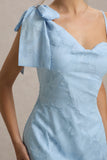 Chyna Light Blue Cowl Neck Maxi Dress With Bow Strap
