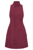 Skyler Suiting Embroidered Mini Dress Wine