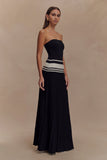 Solaris Strapless Contrast Knit Maxi Dress Black White