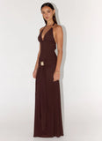 Miyah Halter Hardware Maxi Dress Chocolate
