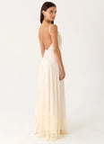 Fabienne Spliced Cotton Maxi Dress Ivory