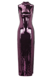 Veronica Sequin Midi Dress Plum