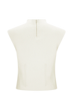 Romaine High Neck Bandage Knit Top Ivory
