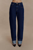 Kirralee Straight Leg Cuffed Jeans Indigo Blue