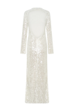 Sofia Long Sleeve Sequin Maxi Dress White
