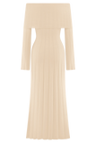 Alonza Long Sleeve Knit Midi Dress Cream