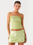 Mona Beaded Bandeau Top Green