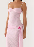 Natty Lace Mesh Maxi Dress Petal Pink