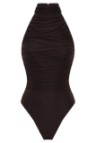 Matilda Ruched Mesh Bodysuit Chocolate