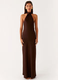Keena Scarf Maxi Dress Chocolate