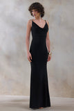 Iridessa Black Plunge Neck Maxi Dress