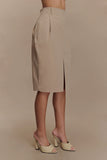 Vera Twill Split Front Midi Skirt Camel