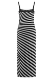 Raven Striped Knit Midi Dress Black White
