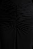 Premiere Black Boat Neck Maxi Dress With Open Back And Cape Sleeves