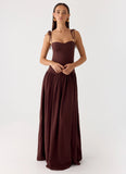Giovanna Linen Maxi Dress Chocolate Drizzle