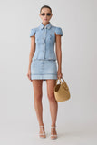 Bently Short Sleeve Denim Top Washed Light Blue