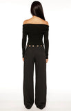 Marlin Black Off Shoulder Long Sleeve Top