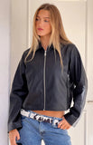 Rockie Black PU Pebbled Cropped Jacket
