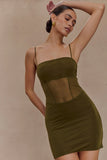 Maryk Mesh Mini Dress Khaki