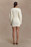 Billy Balloon Sleeve Knit Mini Dress Ivory
