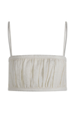 Scottie Shirred Linen Bandeau Oat Marle