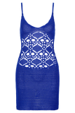 Everette Crochet Knit Mini Dress Cobalt