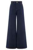 Jen Wide Leg Flare Denim Jeans Indigo Blue
