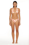 Sunbeam Yellow and Pink Floral Print Halter Bikini Top