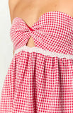 Maisie Red Gingham Strapless Mini Dress