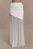 Portia Scuba And Mesh Maxi Skirt White
