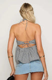 Aspen Black Gingham Halter Top