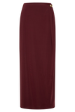 Bridget Slinky Maxi Skirt With Hardware Burgundy
