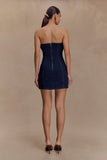 Raesha Frill Denim Mini Dress Indigo Blue