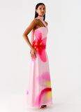 Isa Scarf Satin Maxi Dress Frangipani Pink