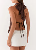 Maddox Scarf Top Chocolate