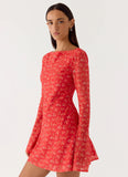Sabella Mini Dress Magenta Red Rose