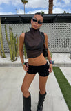 Blair Black High Neck Sheer Top