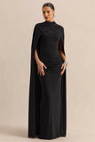 Dianelle Black High Neck Maxi Dress With Cape Sleeves