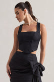 Think Again Navy Pinstripe Structured Corset Top