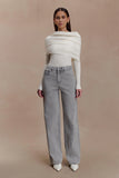 Mazie Asymetrical Cashmere Blend Long Sleeve Knit Top Ivory
