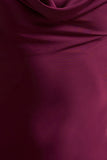 Alesso Burgundy Satin Cowl Neck Slip Maxi Dress
