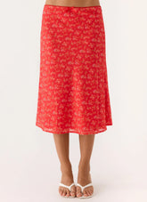 Calia Midi Skirt Magenta Red Rose