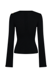 Ricky Knit Long Sleeve Longline Top Black