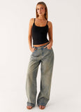 Keanna Low Rise Denim Jeans Dirty Wash