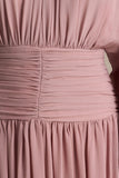 Annabel Dusty Pink High Neck Midi Dress With Drop Waist And Pleated Detailing