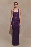 Jasmyn Hot Fix Maxi Dress With Mesh Back Purple