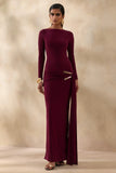 Astrielle Burgundy Wide Neck With Gold Detail And Sash