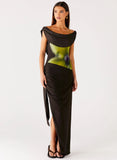 Good Fortune Maxi Dress Lime Flower