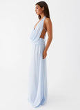 Elysia Chiffon Maxi Dress Baby Blue