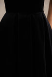 Ablaze Black Velvet Bardot Neck Midi Dress